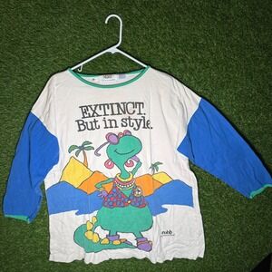 J. Christopher Vintage Dinosaur Extinct But In Style Ringer T-Shirt Men's‎ M